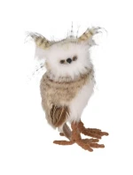 DEKORATIVNÍ STOJÍCÍ SOVA PRAVÁ 17CM HNĚDÁ
