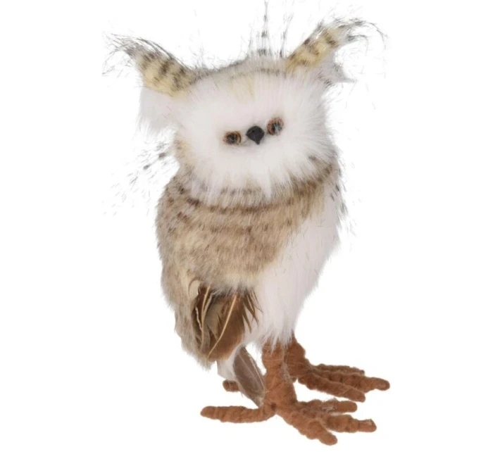 DEKORATIVNÍ STOJÍCÍ SOVA PRAVÁ 17CM HNĚDÁ