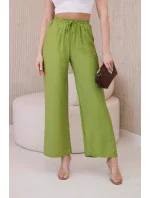 Viskózové kalhoty se širokými nohavicemi oliva Viskózové kalhoty se širokými nohavicemi oliva