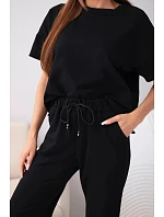 Dámská bavlněná souprava tričko s krátkým rukávem a teplákové kalhoty černý