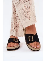 Dámské Sandały Na Platformě Se Zlatou Přezkou Černé model 21702342 - Boto Dámské Sandały Na Platformě Se Zlatou Přezkou Černé model 21702342 - Boto