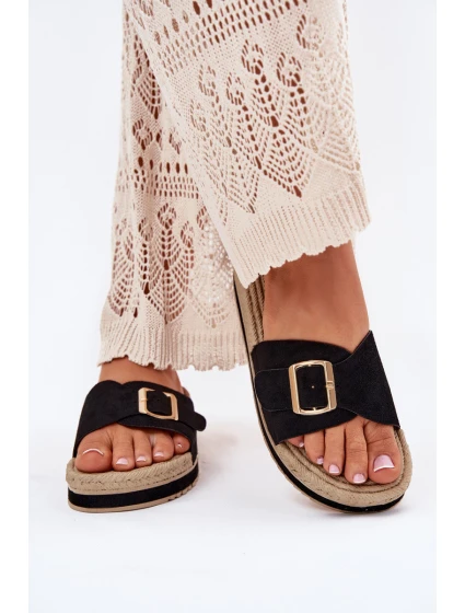 Dámské Sandały Na Platformě Se Zlatou Přezkou Černé model 21702342 - Boto Dámské Sandały Na Platformě Se Zlatou Přezkou Černé model 21702342 - Boto