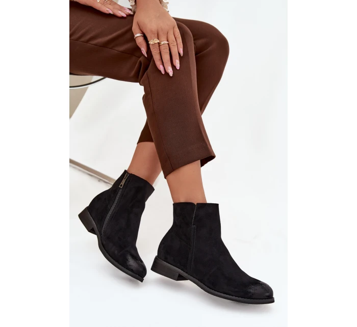 Dámské kotníkové boty na nízkém podpatku model 21712274 Černé - VINCEZA