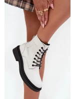 Zateplené dámské kotníkové boty z přírodní kůže model 21712314 bílé - SERGIO LEONE