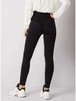 Černé džínové úzké džíny s vysokým pasem