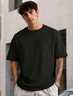 Pánské základní bavlněné tričko oversize černé FashionStreet RX5682