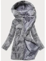 Šedá dámská bunda-kožíšek s kapucí (br9741-9) Šedá dámská bunda-kožíšek s kapucí (br9741-9)