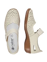 Dámská kožená prolamovaná obuv na suchý zip béžové barvy Rieker 41399-14