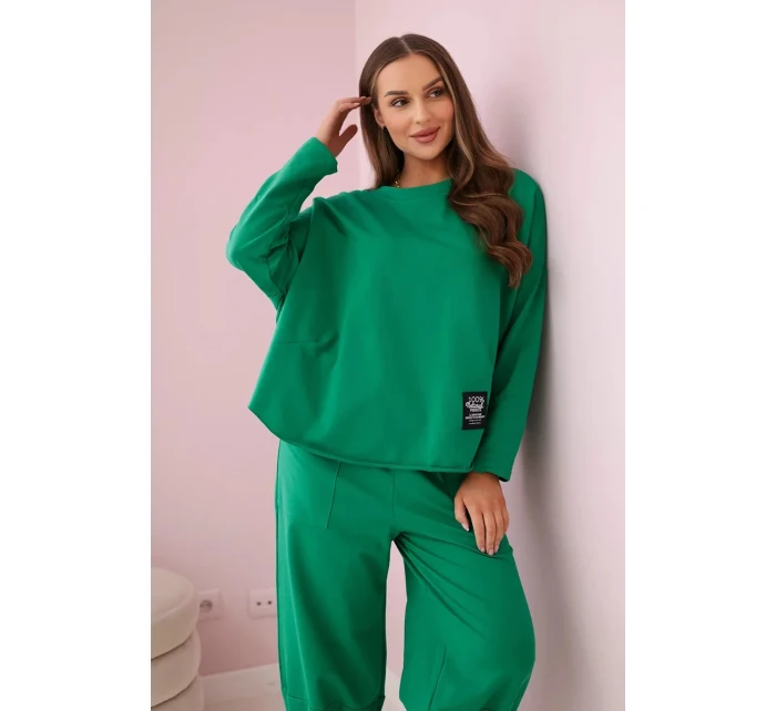 Bavlněná mikina kalhoty set zelený Bavlněná mikina kalhoty set zelený