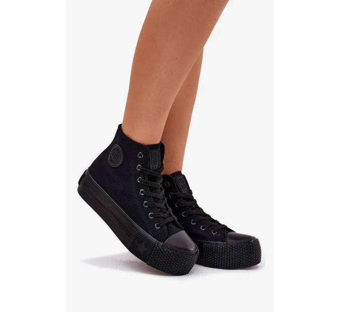 Dámské plátěné tenisky na platformě Big Star – černé Dámské plátěné tenisky na platformě Big Star – černé