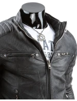 Pánská kožená bunda černá TX3247 Pánská kožená bunda černá TX3247