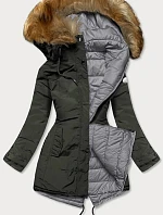 Dámská oboustranná zimní bunda army-grey (m-21508)