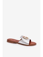 Ekokožené Ploché Sandály Pro Ženy S Dekorativním Detalem Stříbrné Frelie Ekokožené Ploché Sandály Pro Ženy S Dekorativním Detalem Stříbrné Frelie