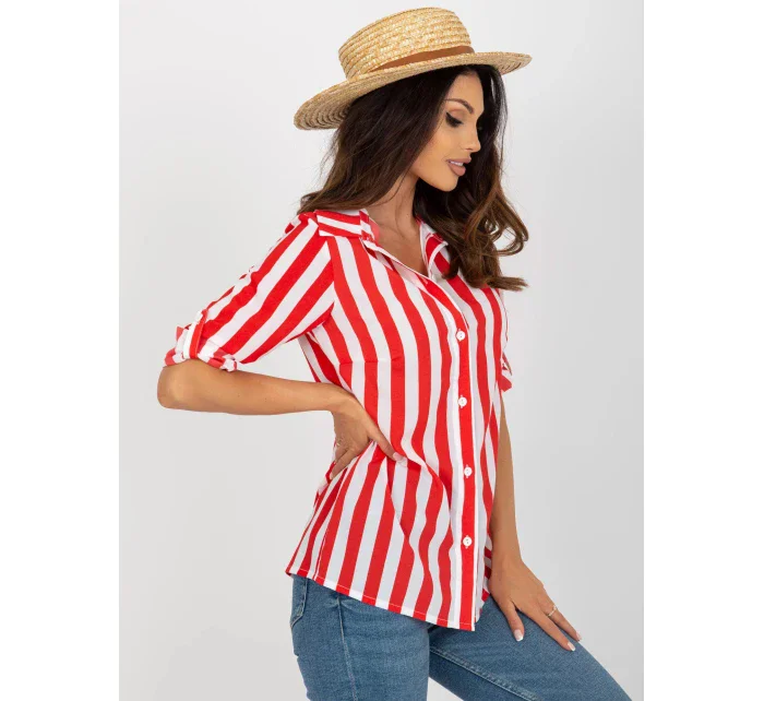 Dámská košile LK BZ model 21035365 Bílá s červenou - Lakerta Dámská košile LK BZ model 21035365 Bílá s červenou - Lakerta