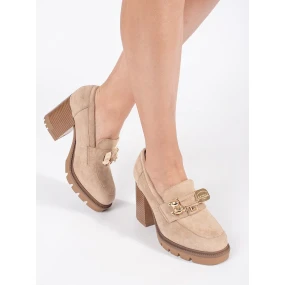 Komfortní  polobotky dámské hnědé na širokém podpatku