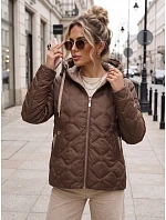 Dámská prošívaná přechodová bunda s kapucí, hnědá, FashionStreet TY5883