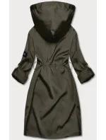 Tenký dámský přehoz přes oblečení v khaki barvě s kapucí model 18013334 - S'WEST Tenký dámský přehoz přes oblečení v khaki barvě s kapucí model 18013334 - S'WEST