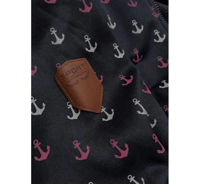 Tmavě modrá teplá rozepínací mikina se vzorem model 21312114 - 6&8 Fashion Tmavě modrá teplá rozepínací mikina se vzorem model 21312114 - 6&8 Fashion