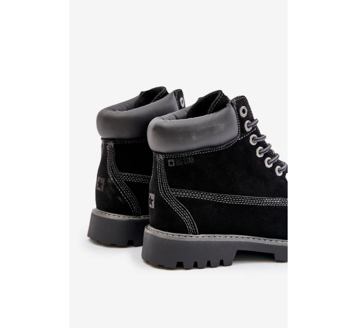 Semišové Zateplené Trekingové Boty Pánské Big Star OO174138 HI-POLY SYSTEM Černé Semišové Zateplené Trekingové Boty Pánské Big Star OO174138 HI-POLY SYSTEM Černé