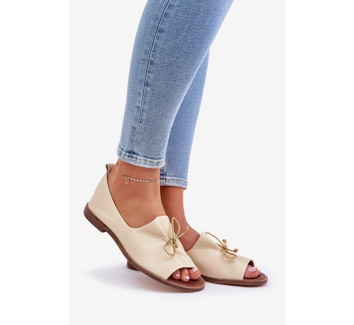 Kožené Dámské Baletky Béžové model 21682460 - Zazoo