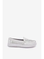 Kožené Dámské Mokasíny S Vzorováním Vinceza 88028 Bílé