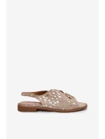 Kožené Sandály Na Plochém Podpatku S Ozdobou model 21696730 Zlaté - S.Barski