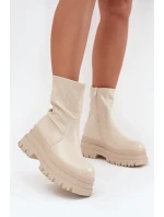 Boty Na Masivní Platformě Eko Kůže Béžové model 21706981 - Boto Boty Na Masivní Platformě Eko Kůže Béžové model 21706981 - Boto