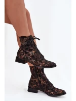 vzorované kotníkové boty na ploché podrážce model 21714005 - Maciejka
