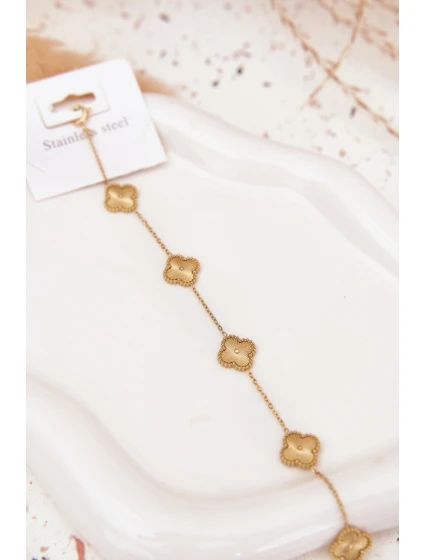 Náramek ze nerezové oceli s květinami ze zlata Náramek ze nerezové oceli s květinami ze zlata