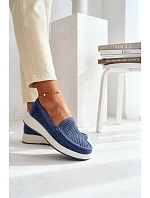 Dámské perforované mokasiny model 22069480 modré - SERGIO LEONE