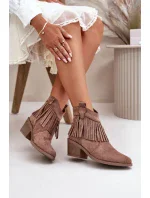 Kotníkové Dámské Kovbojské Boty Na Zip Eko Semišové Hnědé S.Barski Kotníkové Dámské Kovbojské Boty Na Zip Eko Semišové Hnědé S.Barski