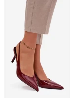 Dámské lakované lodičky na jehlovém podpatku Phelia – bordové Dámské lakované lodičky na jehlovém podpatku Phelia – bordové