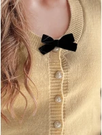 Dámský krátký svetr s mašlí LAMURE beige FashionStreet MY2473