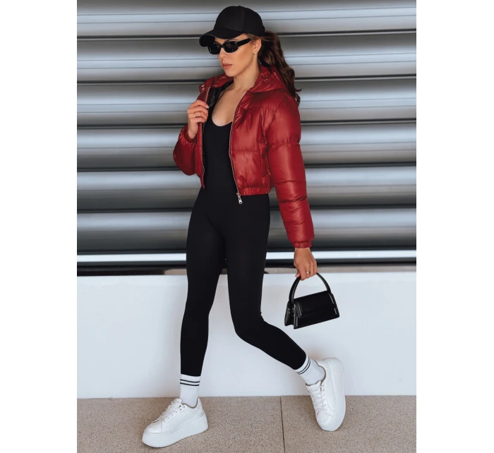 Dámská krátká zimní bunda s kapucí FashionStreet bordó TY5414