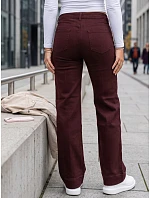 Dámské džíny s širokými nohavicemi a vysokým pasem, vínové, FashionStreet UY3090