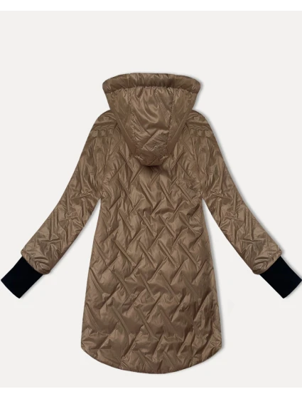 Lehká dámská bunda ve velbloudí barvě s odepínací kapucí model 20965907 - S'WEST Lehká dámská bunda ve velbloudí barvě s odepínací kapucí model 20965907 - S'WEST
