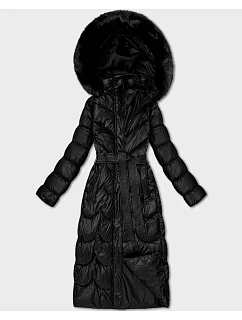 Klasický prošívaný kabát s kapucí Minority black (T3-2620#-1)