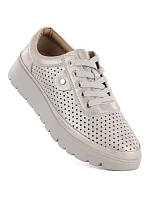 Dámské zlaté prolamované kožené polobotky Vinceza 79629