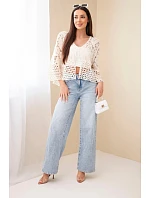 Dámský letní krajkový svetr s knoflíky a dlouhým rukávem černý Dámský letní krajkový svetr s knoflíky a dlouhým rukávem černý