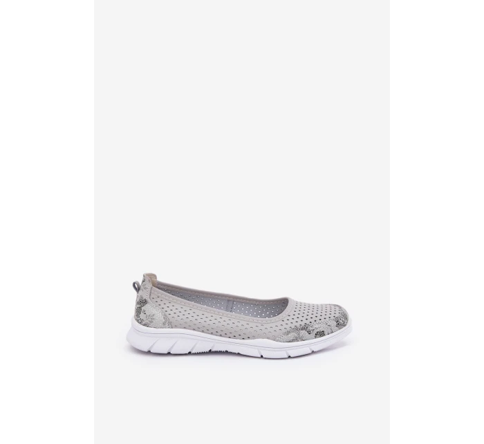 Kožené baleríny  šedé model 21686558 - VINCEZA