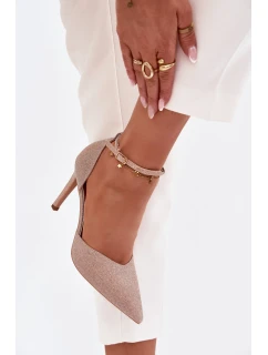 Třpytivé lodičky s páskem šampaňské Joranne