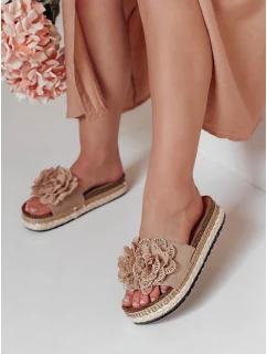 Dámské květinové žabky KWIATARIS khaki FashionStreet ZY0910