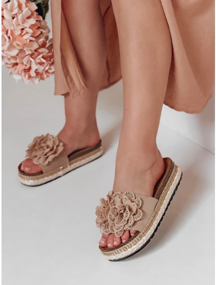 Dámské květinové žabky KWIATARIS khaki FashionStreet ZY0910