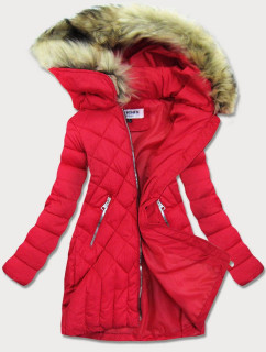 Červená prošívaná dámská zimní bunda (LF808)