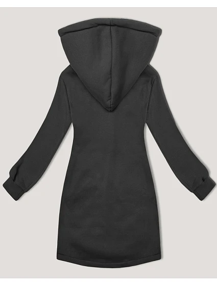 Dlouhá dámská mikina v grafitové barvě se stojáčkem a kapucí model 21251701 - LHD