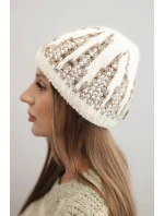 Dámská zimní čepice z vlny s krystaly model 21750404 grafitová - K-Fashion Dámská zimní čepice z vlny s krystaly model 21750404 grafitová - K-Fashion