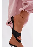 Sandály z imitace semiše na podpatku Černé model 22103075 - Boto