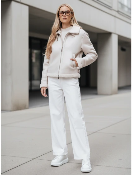 Dámský semišový kabát z ovčí kůže KASAMIRA white FashionStreet TY4739