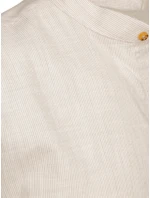 Pánská košile s dlouhým rukávem a stojáčkem ve světle béžové barvě FashionStreet DX2658