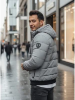 Pánská prošívaná zimní bunda s kapucí šedá FashionStreet TX5093